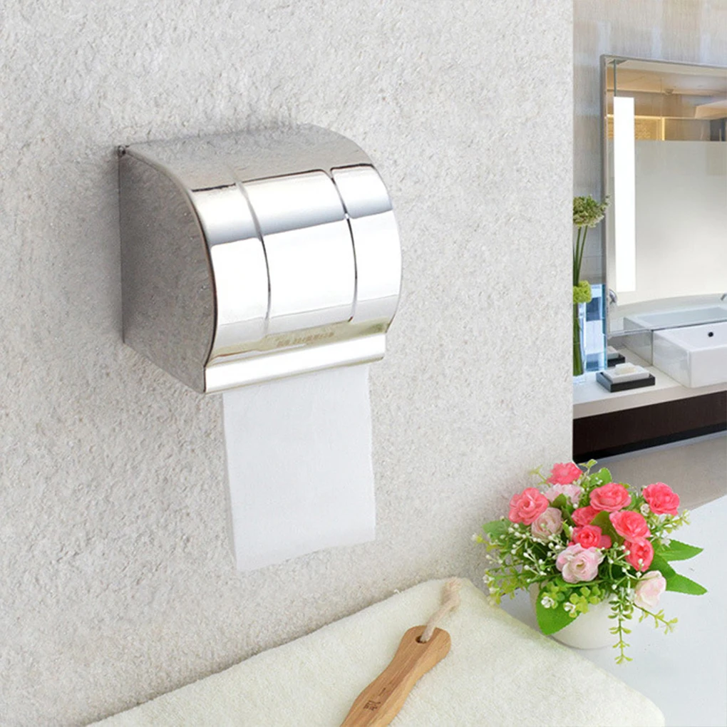 

Stainless Steel Sleek And Modern Roll Door Closed Toilet Paper Holder For Any Bathroom Polished