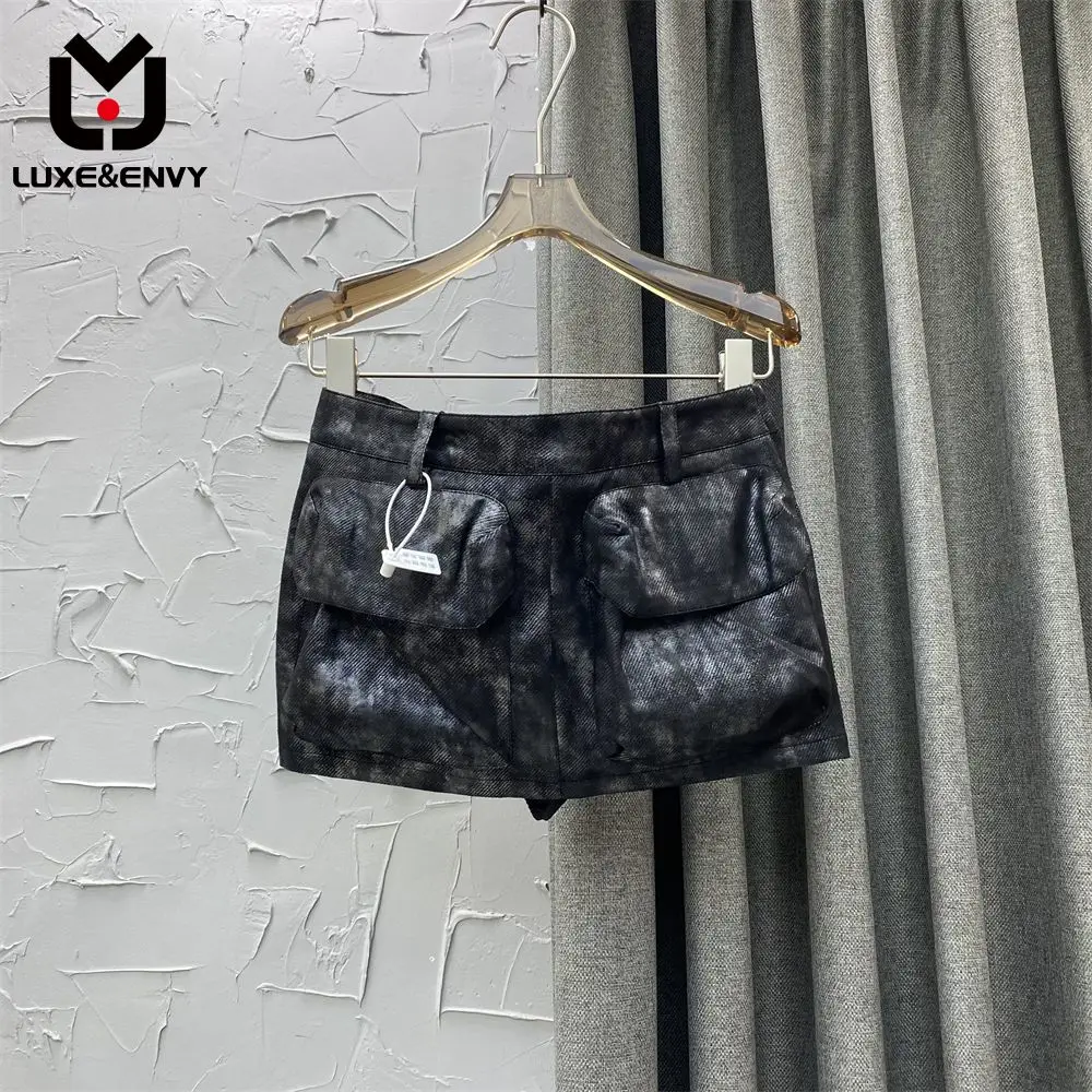 

LUXE&ENVY style metal black low waisted work dress women summer, new niche design sense, long leg girl short skirt