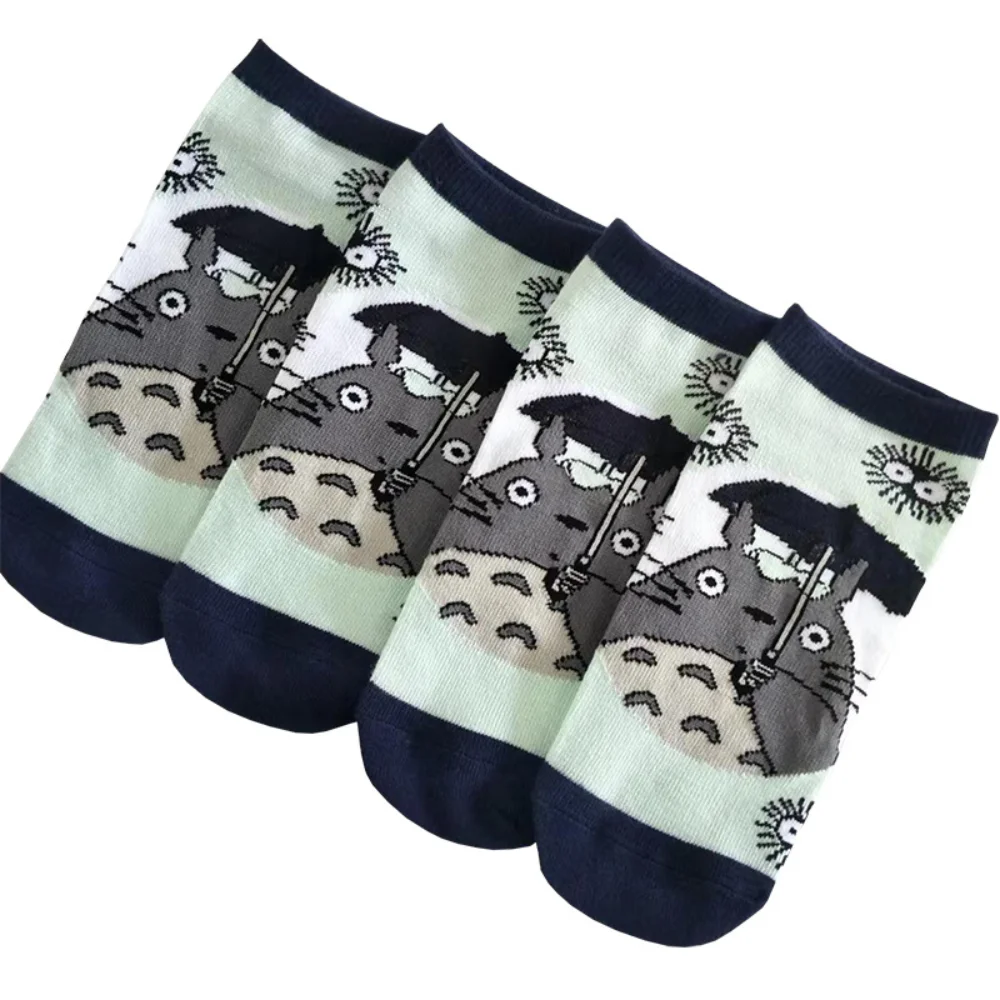 

Totoro Sock No face Man Socks Anime Hayao Miyazaki Cartoon Figures Printed Korean Socken Creative Fairydust Cotton Sock