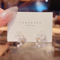 fashion white pearl earrings elegant fashion flower ladies stud earrings korean style sweet girl jewelry luxury accessories