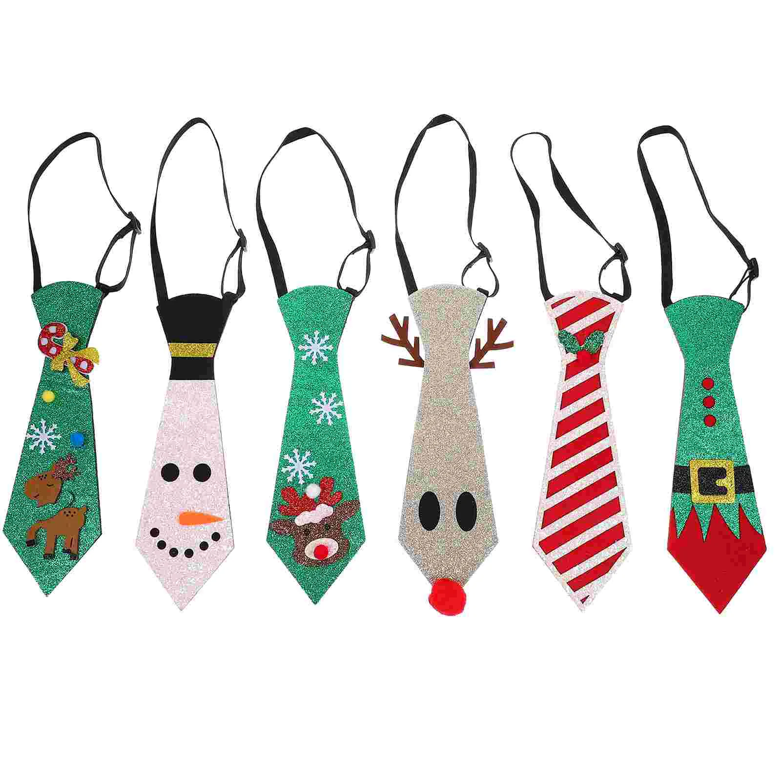 

6pcs Christmas Necktie Xmas Party Necktie Decoration Christmas Cosplay Necktie