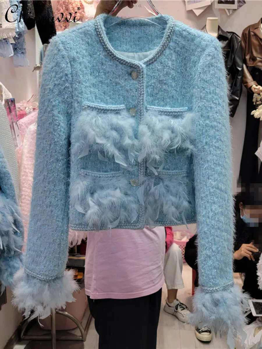 

Легкое роскошное Модное Элегантное короткое пальто в Корейском стиле Женская осенне-зимняя Милая простая уличная одежда 2022 куртка с длинны...