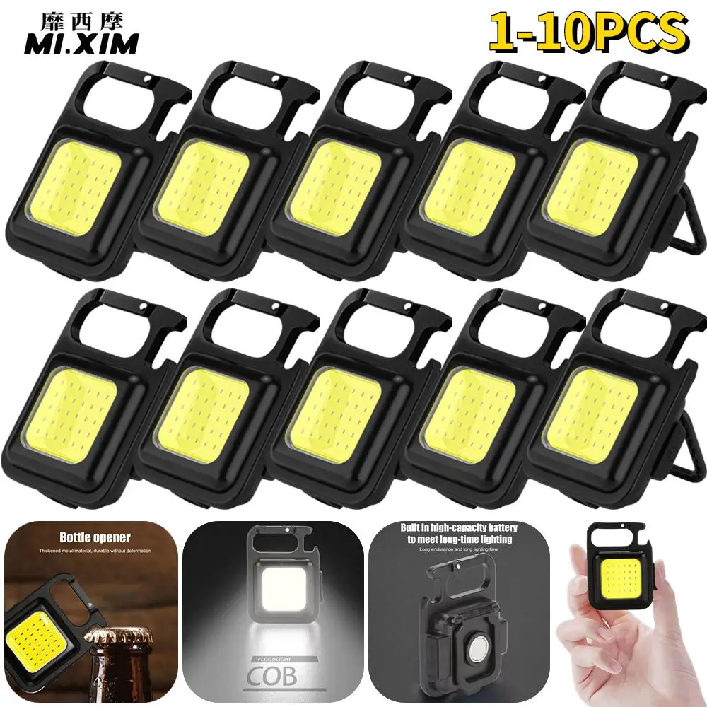 

Многофункциональный карманный рабочий светильник с USB-зарядкой, миниатюрный COB Светодиодный фонарь с брелоком и штопортом, уличный фонарь д...