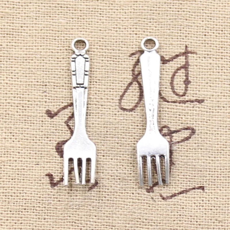 

20pcs Charms fork cooking kitchen 32x7mm Antique Silver Color Pendants Making DIY Handmade Tibetan Finding Jewelry