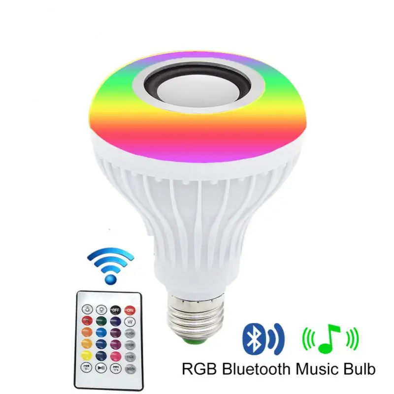 

E27 Smart RGB RGBW Wireless Bluetooth Speaker Bulb 12W LED Lamp Light Music Player Dimmable Audio 24 Keys Remote Controller