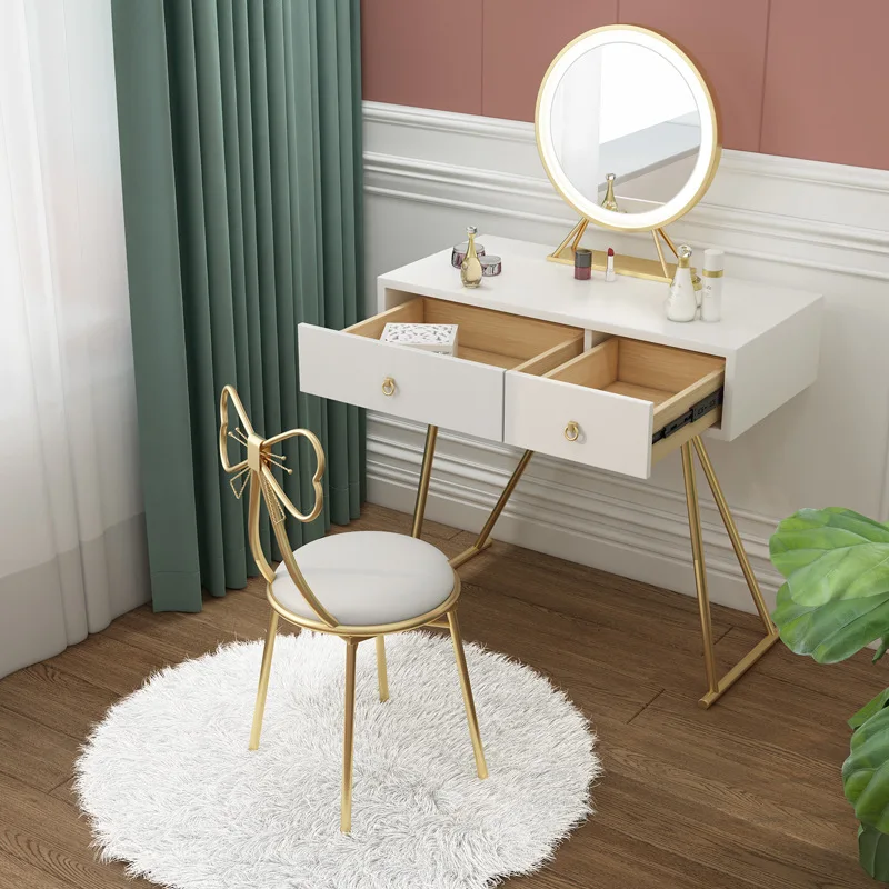 

Nordic Dressing Table Stool PU Leather Velvet Chair Nail Salon Stool Makeup Vanity Chair Cafe Bar Butterfly Lounge Chairs Chaise