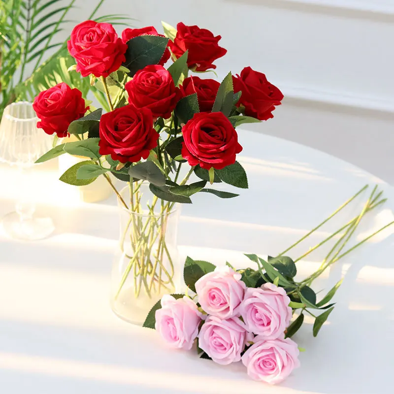 

1pc Beautiful Silk Artificial Rose Flowers Wedding Home Table Decor Long Bouquet Arrange Fake Plant Valentine's Day Presents