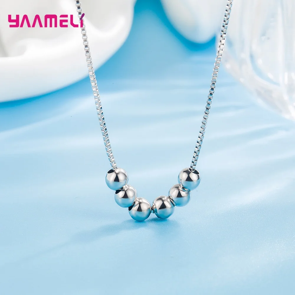 Ювелирные изделия из стерлингового серебра 925 пробы простые круглые бусины 4 мм с