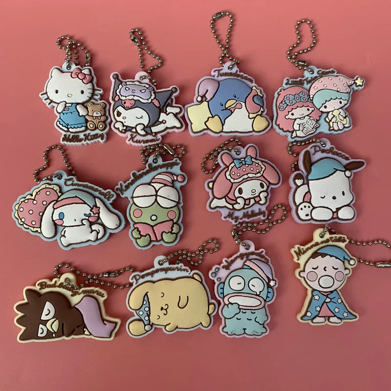 

Genuine Bulk Bandai Sanrios Anime Figure Around KT Cat Melodys Minna No Tabo Candy Toy Rubber Pendant Keychain