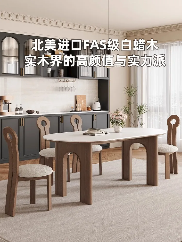 z litego drewna kamiennej płyty stół do jadalni lekki luksusowy mały apartament domowy orzechowy prostokątny i krzesło