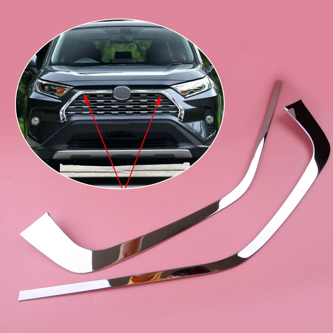 

2 шт., декоративные молдинги для решетки радиатора автомобиля Toyota Rav4 2019-2023 XA50