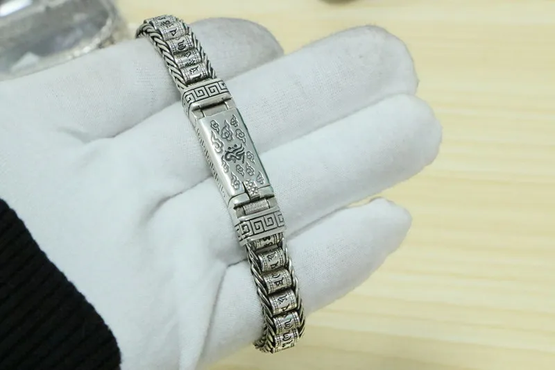 Мужской браслет щедрый из стерлингового серебра S925 мужской ретро-узор мира шесть