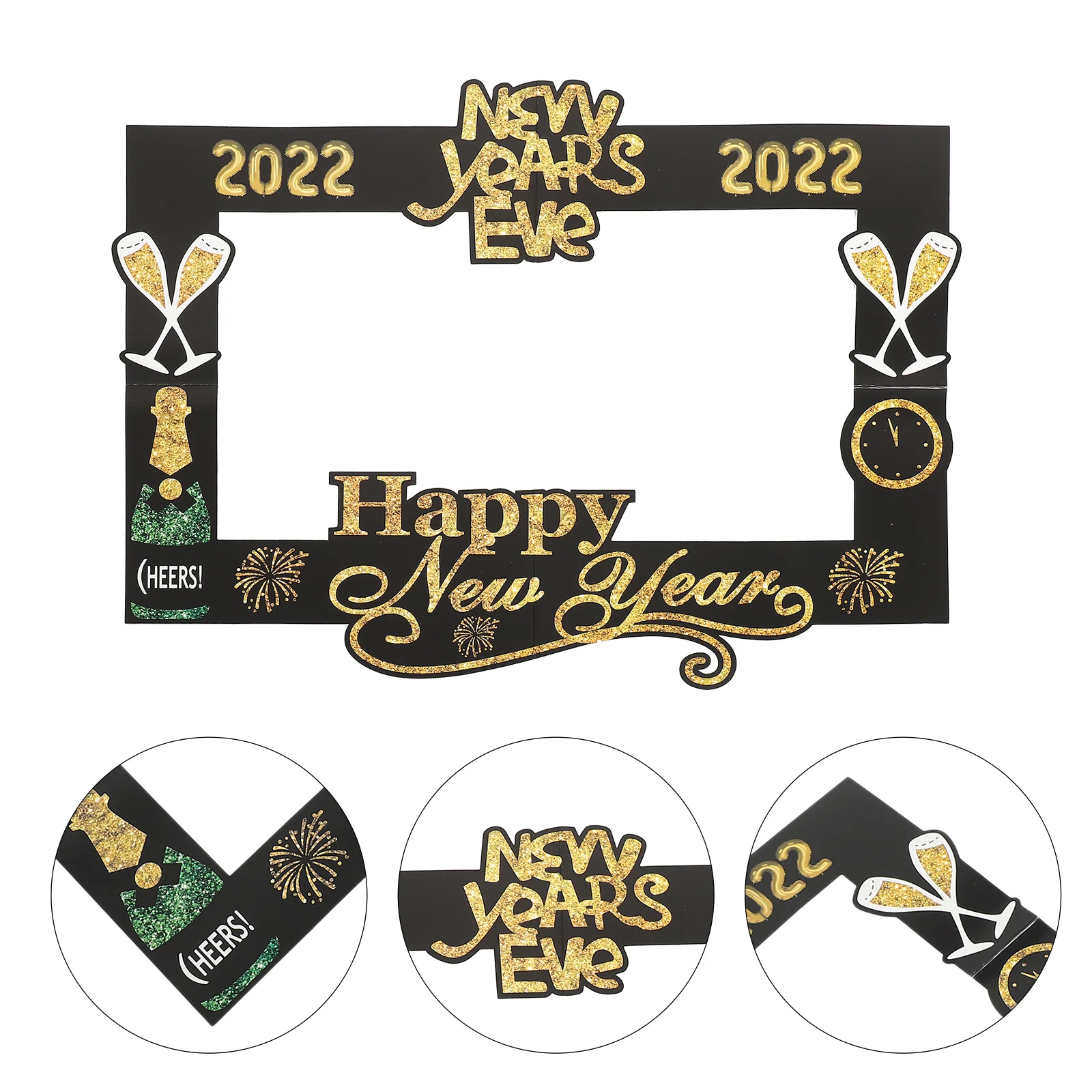 

2pcs 2022 New Year Photo Booth Props Happy New Year Paper Photo Booth Frames