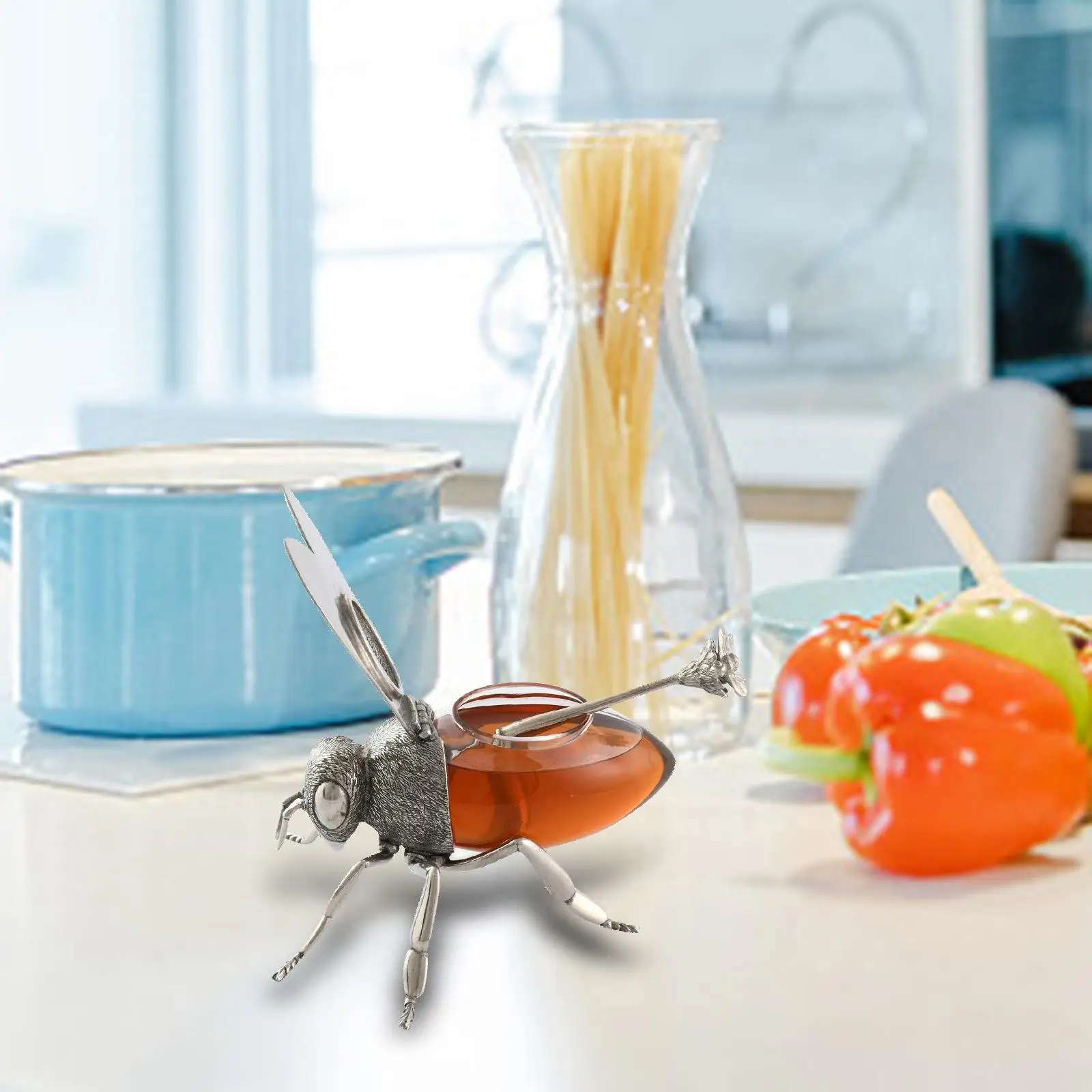 

Держатель для меда в форме пчелы, диспенсер для меда с ложкой, креативный, легко чистится