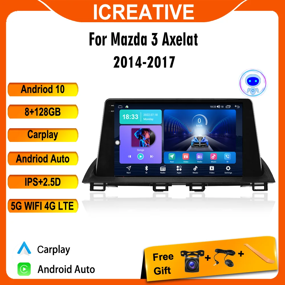 

2 Din Car Radio For Mazda 3 2013-2018 Android System 4G WIFI GPS Navigation Multimedia Player Head Unit Stereo Apple Carplay
