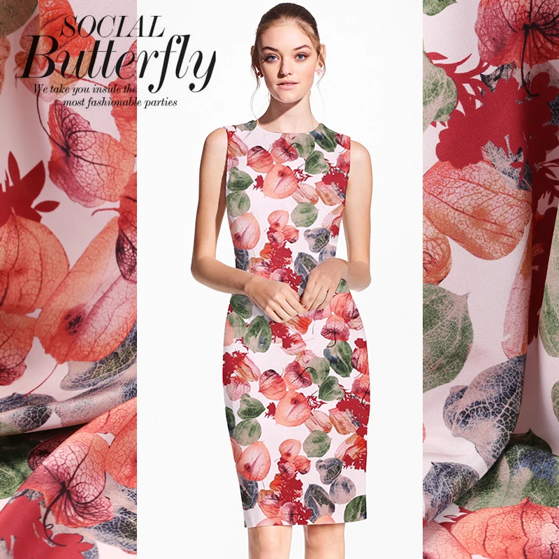 

114cm wide silk fabric meter 16mm breathable crepe de chine silk fabric digital inkjet drape dress fabric wholesale silk cloth