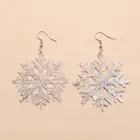 Женские акриловые серьги-снежинки, простые блестящие серьги серебристого цвета с кисточками, гометрические ажурные Висячие серьги, подарок на Рождество