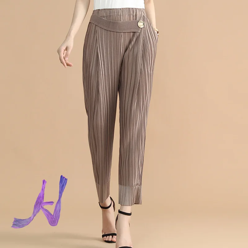 

HOMME Pleated Pants Women's Spring and Autumn High Waist and Feet Trousers PLISSÉ Casual Nine-point Harem Pants