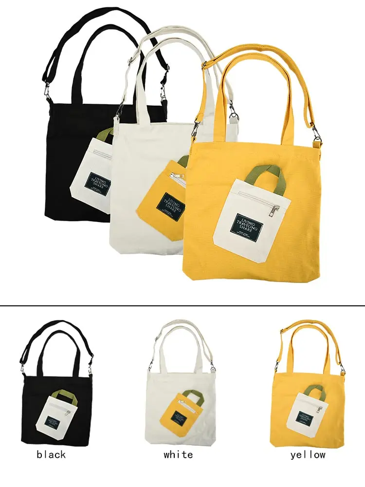 Shoulder Canvas Bags Women Large Capacity Wild Messenger Tote Shopper Bag School Style Cute Fun Handbag Detachable Crossbody