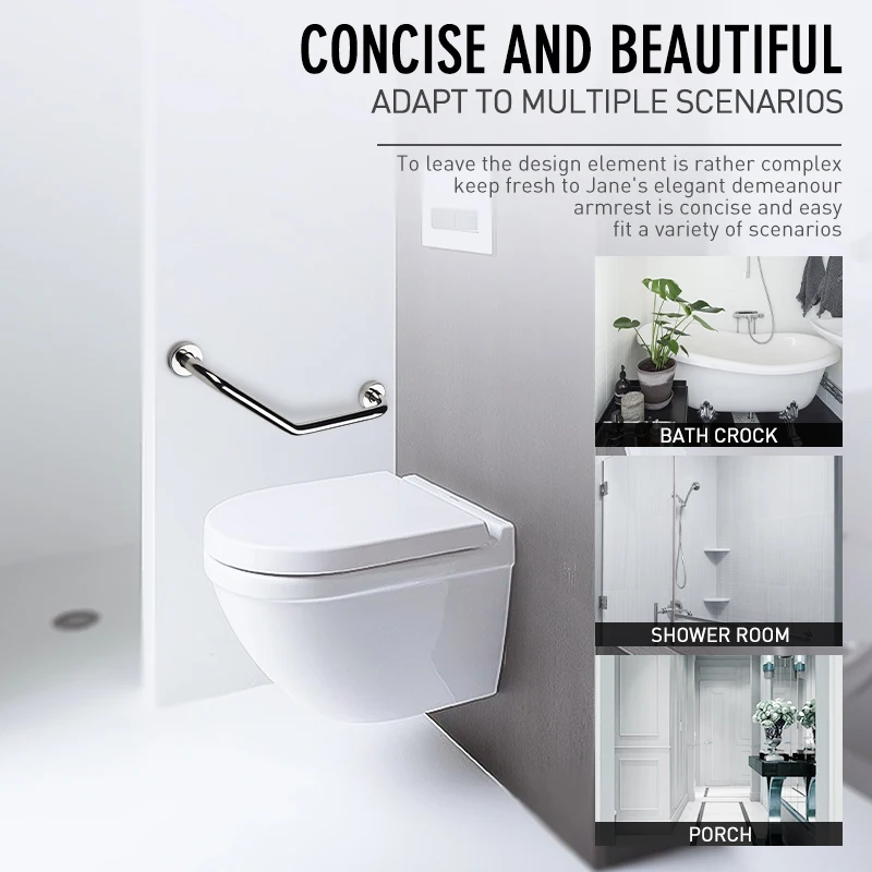 201304 stainless steel bathtub arm safety handle bath shower grab bars bathroom wall mount handle grip tub toilet handrail free global shipping