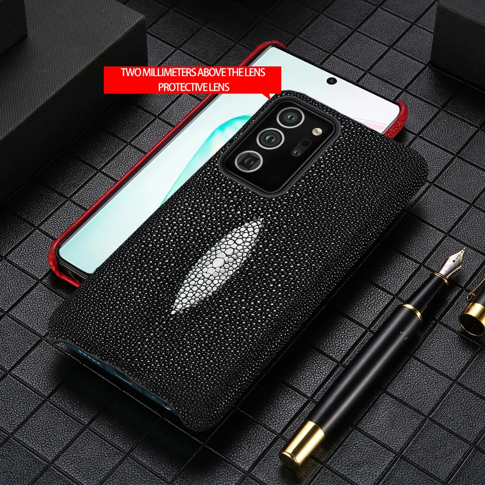 Luxury Genuine Stingray Leather Cell Phone Case For Samsung Galaxy Note 20 Note20 Note10 Ultra 10 9 Plus S9 S10 S20 Plus Cover