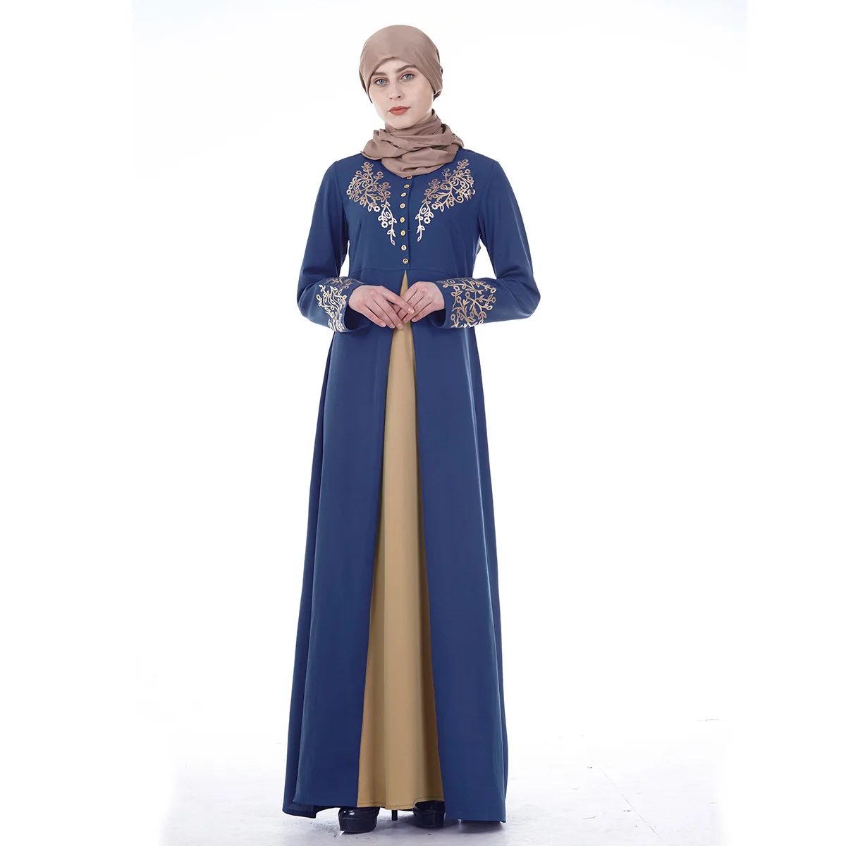 

Muslim Dress Middle East Islamic Ramadan Eid Dubai Abaya Turkey Southeast Asia Muslim Fashion Robe Bronzing Long Dress Donsignet