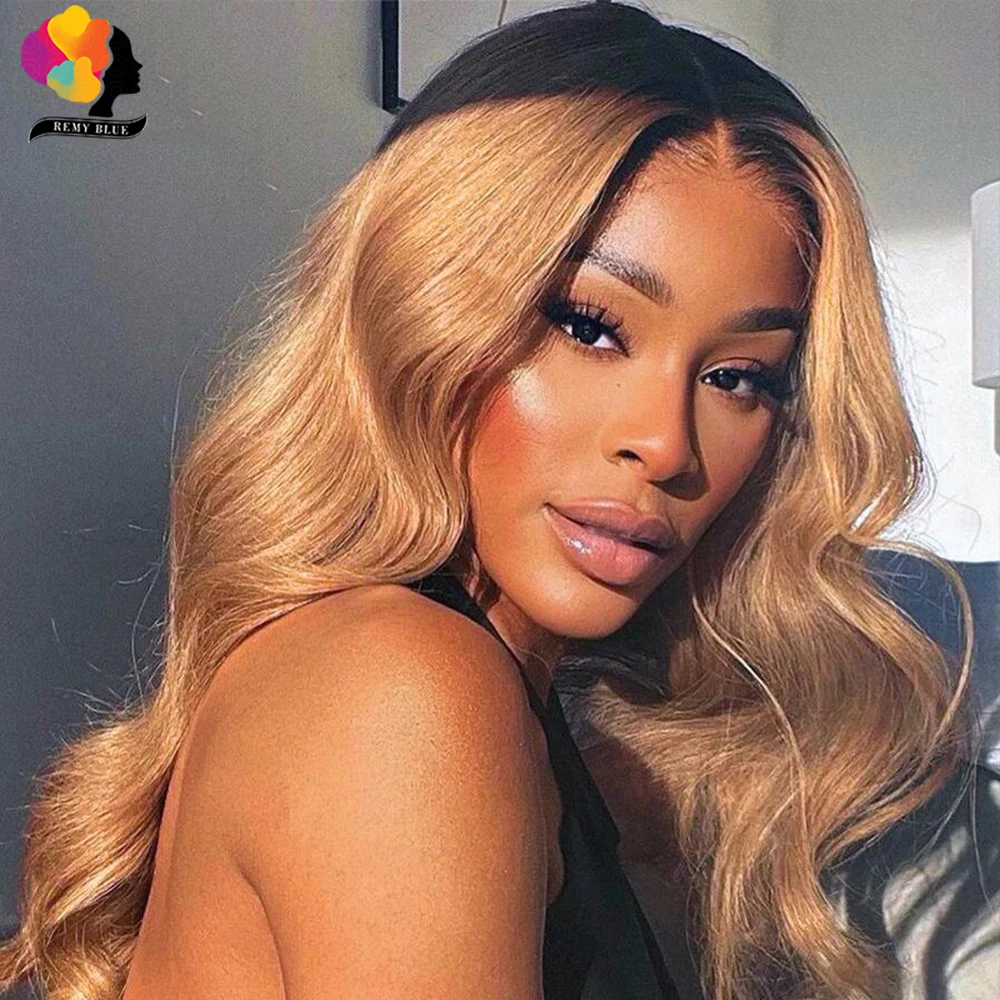 Honey Blonde Lace Front Human Hair Wigs Pre-Plucked Body Wave 13X4 Lace Frontal Wig Brazilian Curly Human Hair Wigs for Women