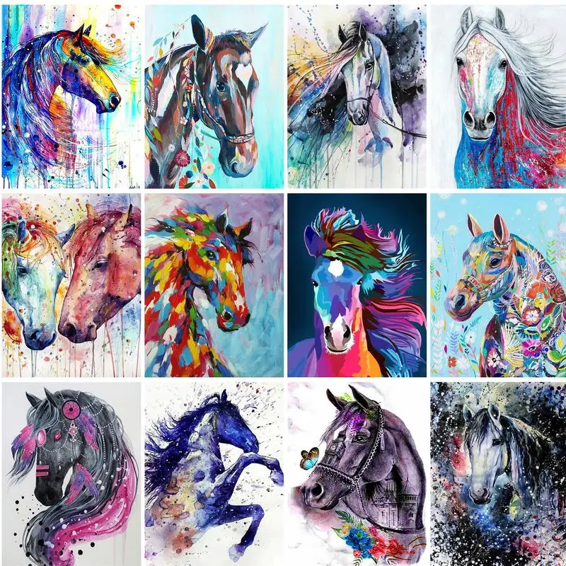 

Oil Painting By Number Horse Hand Painted Painting Art Drawing on Canvas Gift DIY Pictures By Numbers Animals Kits Home Decor
