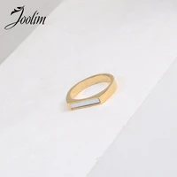 joolim high end gold pvd waterproof letter d shaped rings for women stainless steel jewelry wholesale
