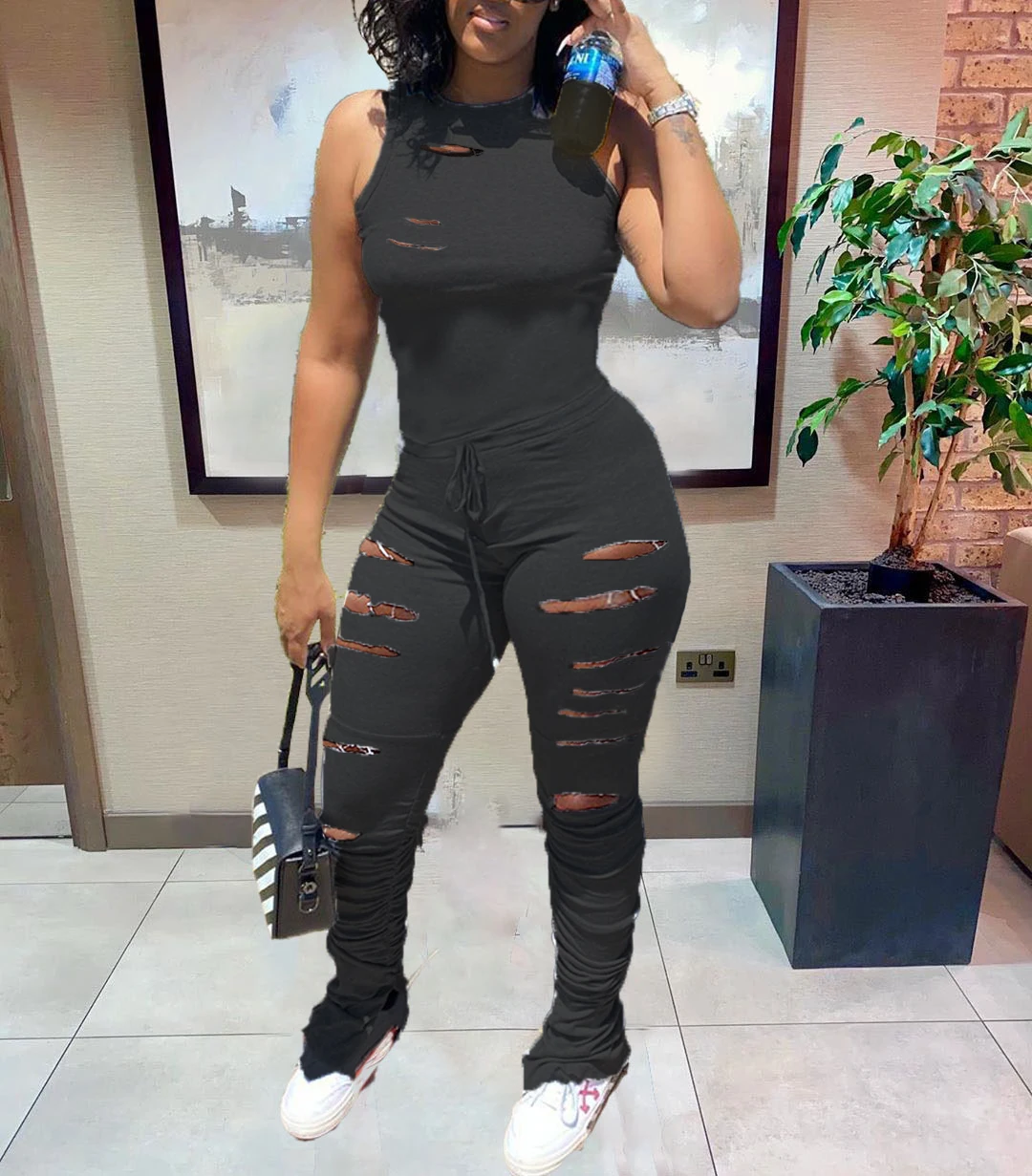 Lovelysale Новый комбинезон женская одежда однотонный обтягивающий с рюшами