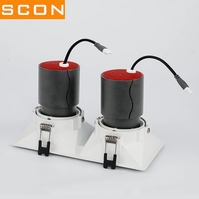 

SCON Chips CRI 93 Beam Angle 15/24/38 degree Narrow Edge Indoor White Square Grille Lights 7W 12W 14W 24W