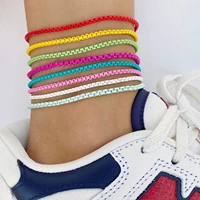 fashion colorful anklet can hanging pendant no pendant diy box chain for women beach anklet leg foot chain jewelry 27 3cm long