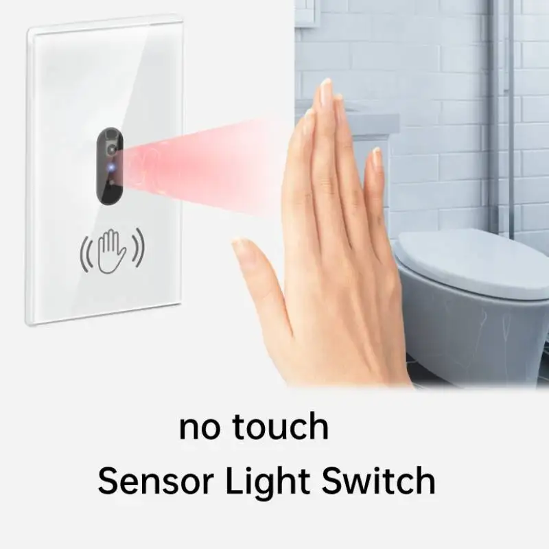 

Smart Non Touch Wall Sensor Switch Touchless Infrared Induction Glass Switch Panel 10cm Sensing Distance US EU AU UK 110V 220V