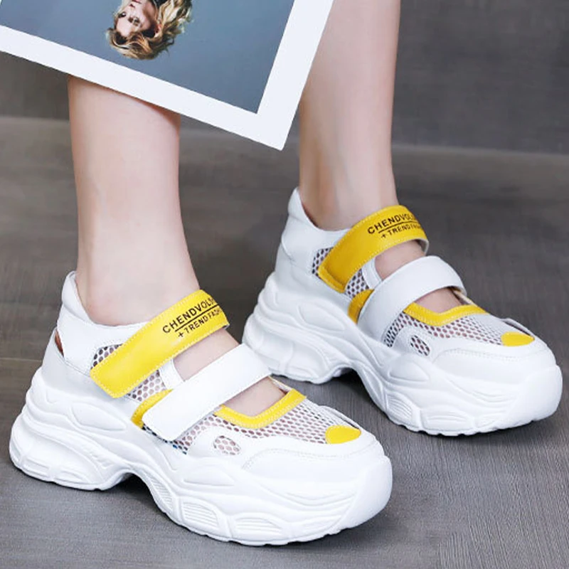 7CM Women Sandals Mesh Hook&Loop Comfy Platform 2023 Soft Women Lightweight Casual Beach Summer Sandals Outdoor Female Sandals