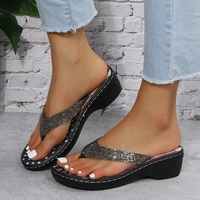 shoes woman 2022 glitter slides rubber flip flops slippers casual jelly hawaiian luxury soft flat fashion concise leisure pu
