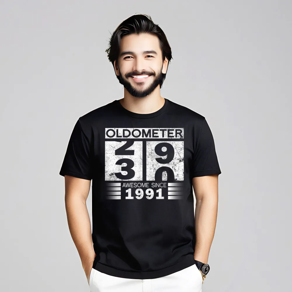Дизайн Oldometer 29 30 Awesome Since Crew Neck Футболка Рождественские футболки с коротким