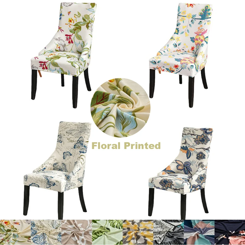 Floral Printed Arm Chair Cover Stretch Sloping King Back Dining Room Chair Covers Seat for Home Party Banquet Chair Slipcovers