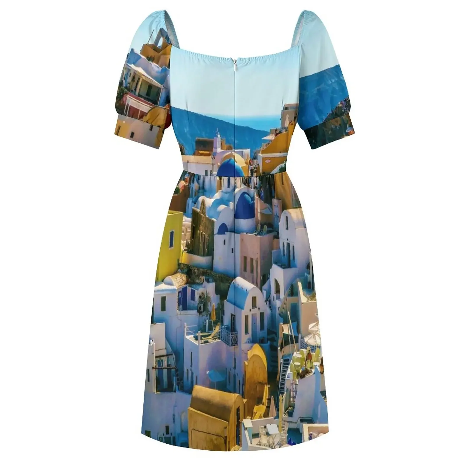 Oia Santorini платье с короткими рукавами вечерние платья женское свободное летнее 2025