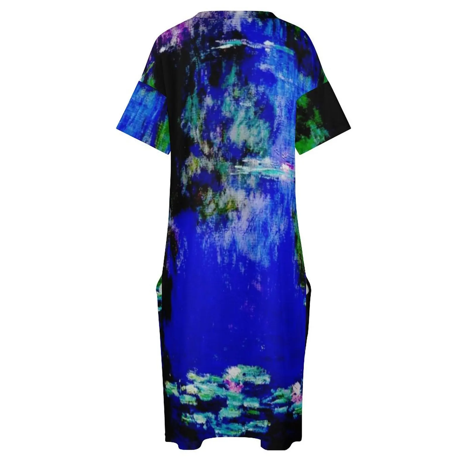 Claude Monet Le Bassin aux Nymph Xouth - Blue Water Lily Pond Свободное карманное платье летний женский