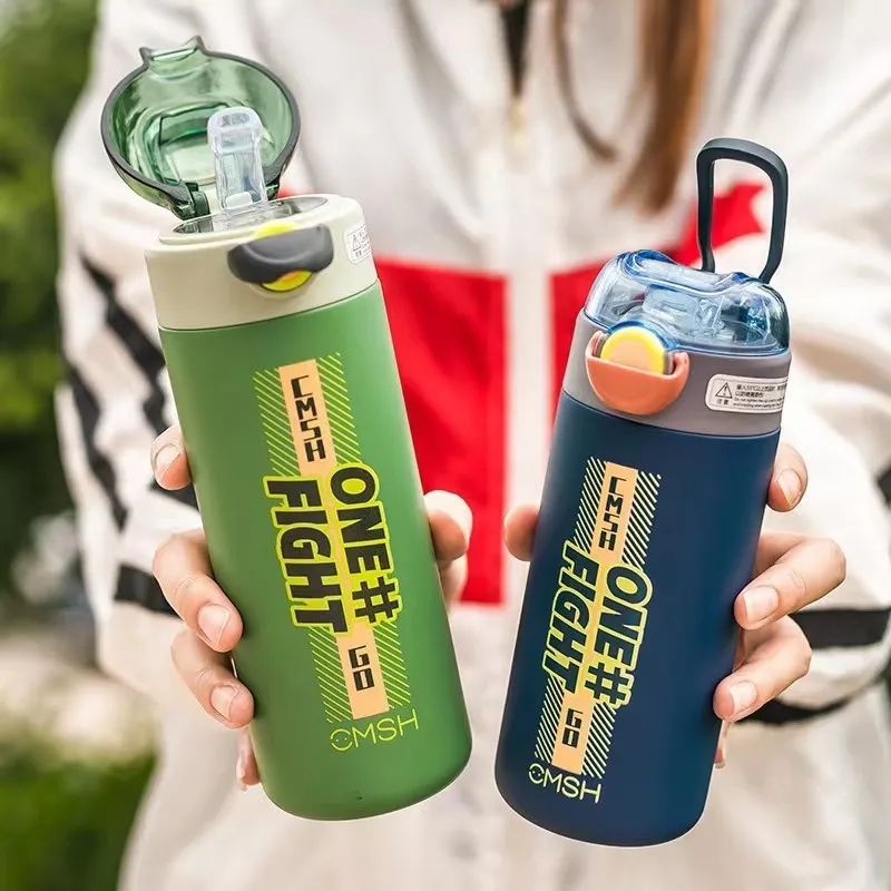 

350/420ml New Thermal Cup Children's Straw Style High Beauty Men's Sports Portable Water Cup Primary School Water Bottle