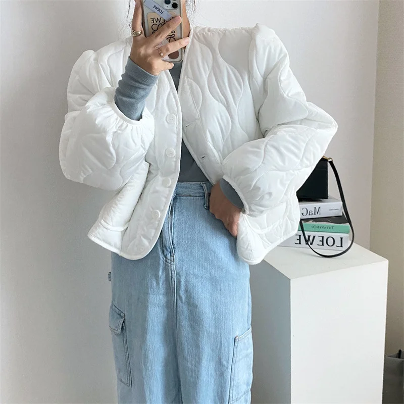 

Женское хлопковое пальто с V-образным вырезом и длинным рукавом