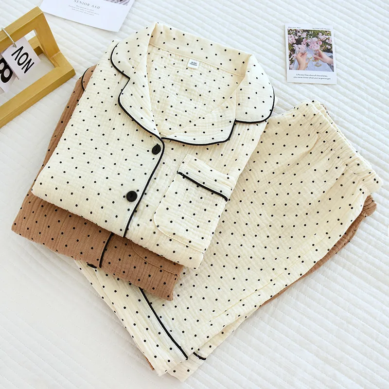 Женский Пижамный костюм из 2023 хлопка тонкие шорты крепа с коротким рукавом