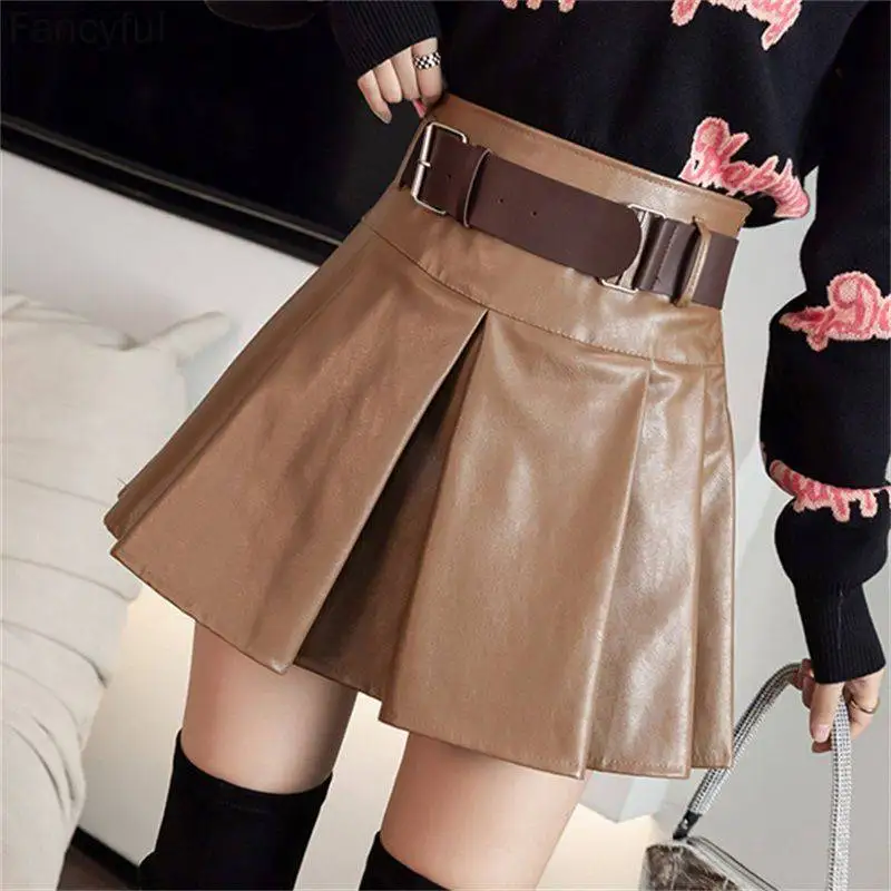 Женская кожаная короткая юбка большого размера с антибликовым покрытием Новинка