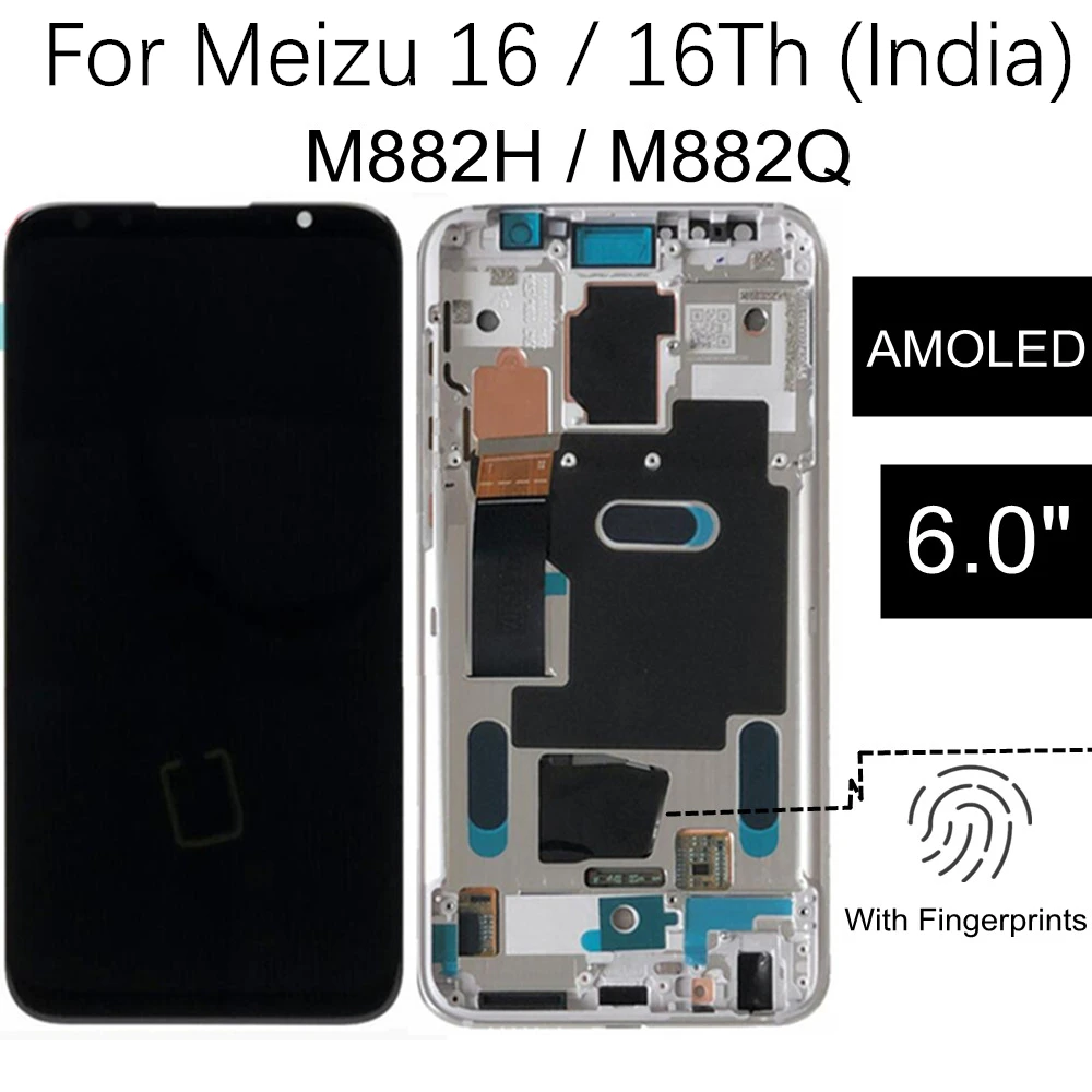 Super AMOLED для Meizu 16 ЖК-дисплей сенсорный экран Сменные аксессуары 16th M882H M882Q LCD |