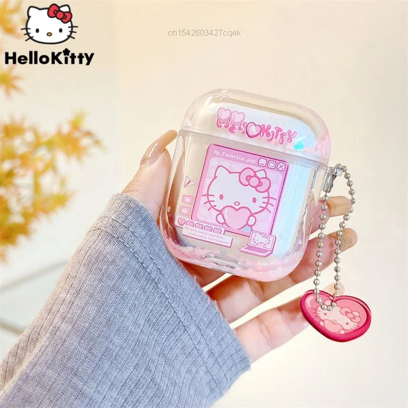 

Sanrio Hello Kitty AirPods 3 Pro Case Bluetooth Headset Airpods 1/2 Generation Headphone Case Quicksand Transparent Design Cover