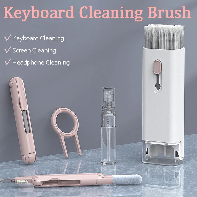 7-in-1 Computer Keyboard Cleaner Brush Kit Bluetooth Earphone Cleaning Pen Screen Cleaner Headset Cleaning Tool Keycap Puller