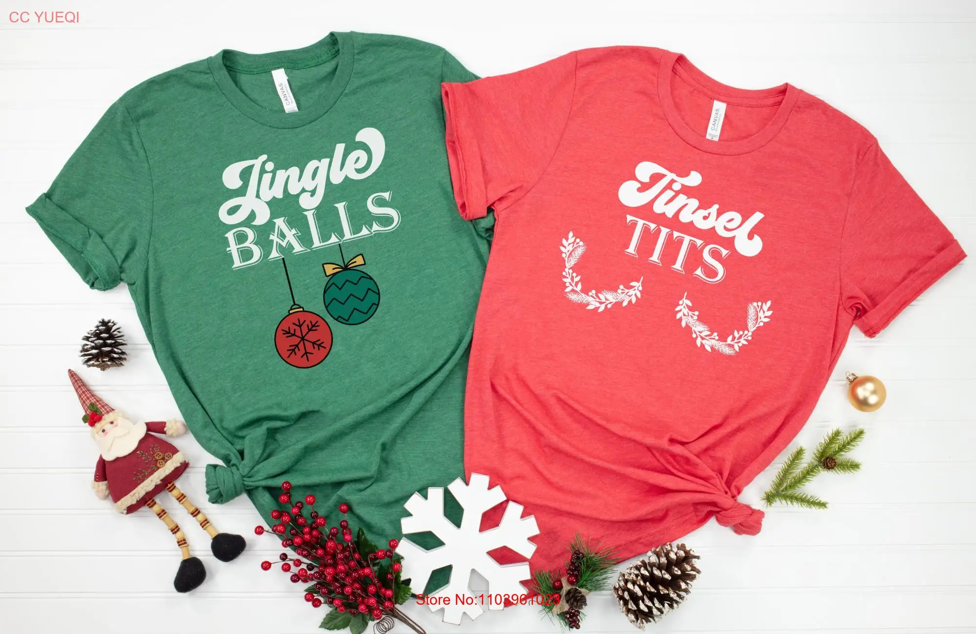 Забавная рождественская футболка с джинглевыми шариками и мишурой праздничная