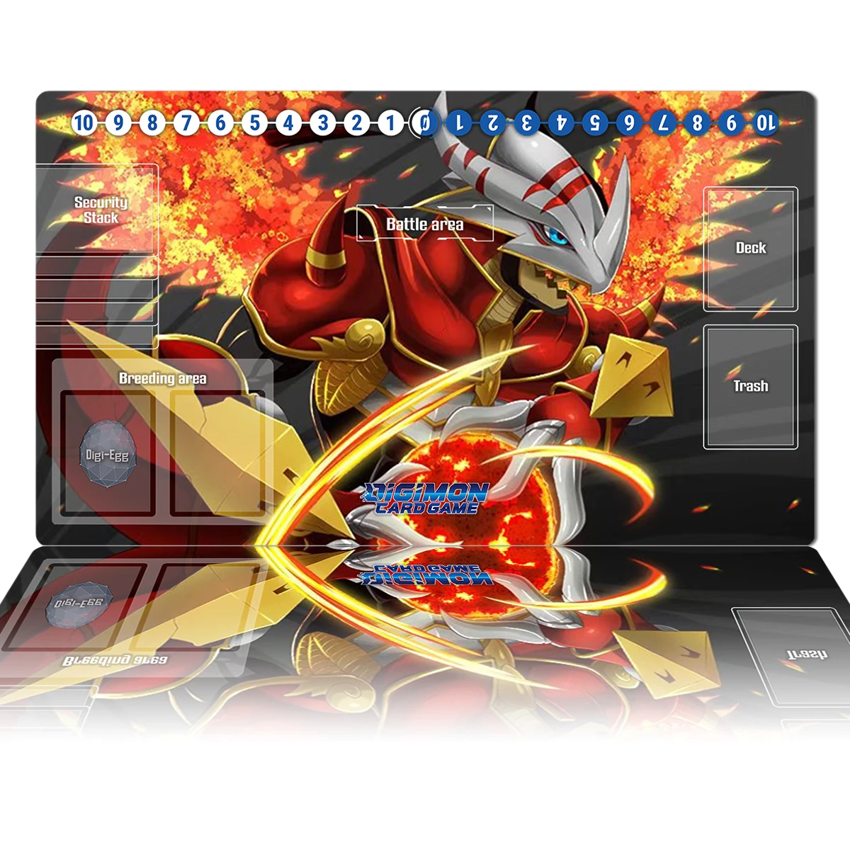 

Anime Digimon Playmat Vritramon TCG CCG Card Game Board Game Mat Custom Mouse Pad Desk Mat Gaming Accessories with Zones & Bag