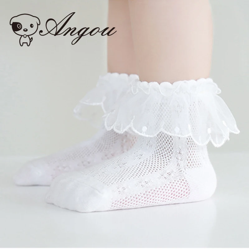 

Angou Baby Girl Princess Socks Newborn Baby Girl Mesh Lace Socks Children Girl Solid Color Thin Socks For 0-8Yrs