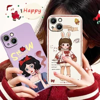 princess snow white alice phone case for apple iphone 13 12 mini 11 xs pro max x xr 8 7 6 plus se 2020 liquid rope cover